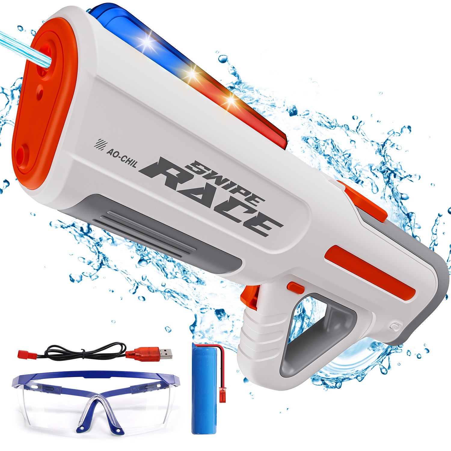 JoyStone Electric Water Blaster with Colorful Light, Automatic Manual Suction 2-in-1 Water Blaster for Adult Kids, Squirt Blaster 20 Ft Range, Pool Beach Outdoor Party Toys
