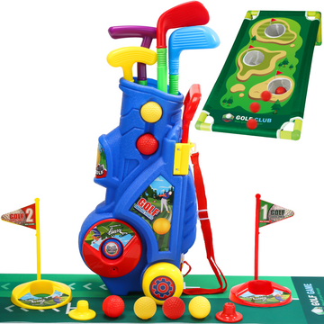 JoyStone Toddler Golf Set, Upgraded Kids Golf Cart with Golf Cornhole Board & Putting Mat, Indoor Outdoor Sports Golf Toys