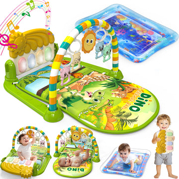 WonderStone Baby Gym Playmat for Infant,Tummy Time Water Mat with 4Infant Sensory Baby Toys for 0-36 Months Boys Girls，Green