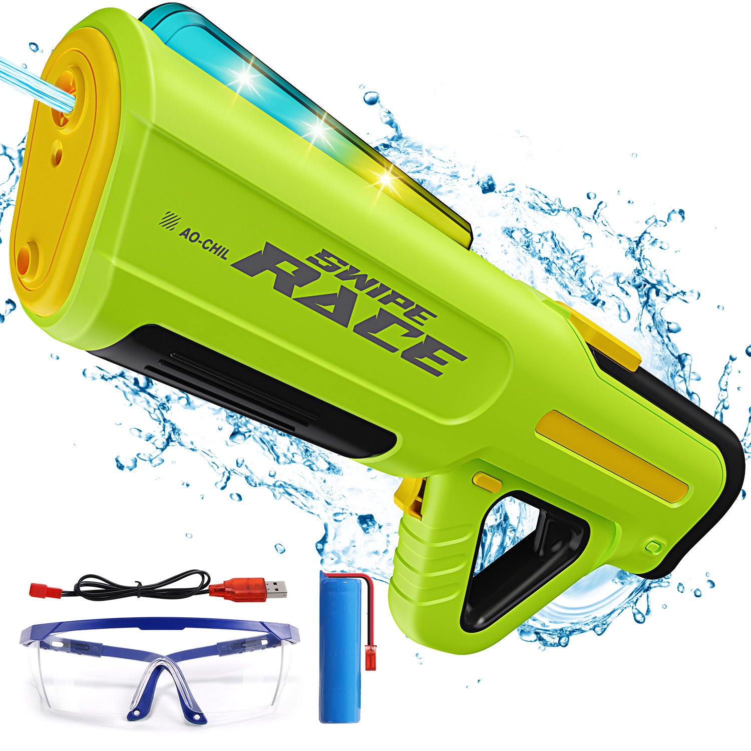 JoyStone Electric Water Blaster with Colorful Light, Automatic Manual Suction 2-in-1 Water Blaster for Adult Kids, Squirt Blasters 20 Ft Range, Pool Beach Outdoor Party Toys