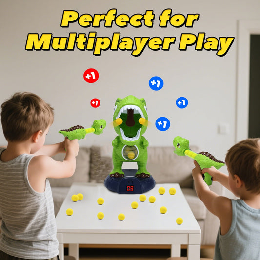JoyStone Dinosaur Shooting Game for Kids, Moving Target Shooting Toy with LCD Score Display, 2 Dinosaur Air Pump Launchers, Indoor Outdoor Dinosaur Toy for Boys Girls