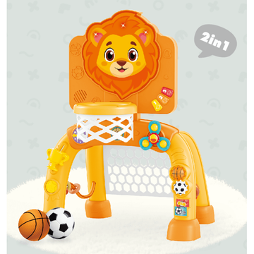 JoyStone Toddler Basketball Hoop, 2-in-1 Basketball Goal with Music Lights, Kids Activity Center Gifts for Boys and Girls Ages 1-3, Lion