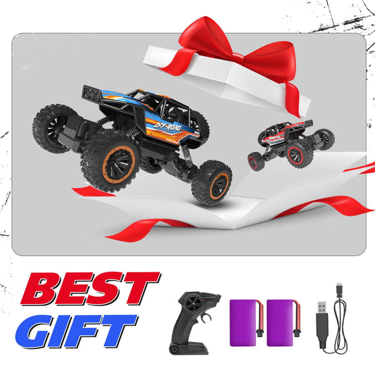 JoyStone 1:12 RC Cars 4WD off Road 2.4Ghz RC Monster Truck with Metal Shell and Light, Remote Control Car Crawler for Adult and Kid, 2 Batteries, Blue