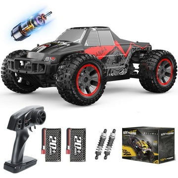 1:10 Scale High Speed RC Cars, 50+ KM/H Hobby Grade 4WD Off Road Monster Remote Control Truck for Adults Boys with 2 Batteries