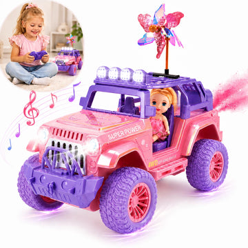 WonderStone 1:16 Remote Control Car with Spray Function, 2.4GHz RC Truck with 2 Batteries, LED Lights and Sound, Off-Road Racing Vehicle for Boys & Girls Ages 3–10