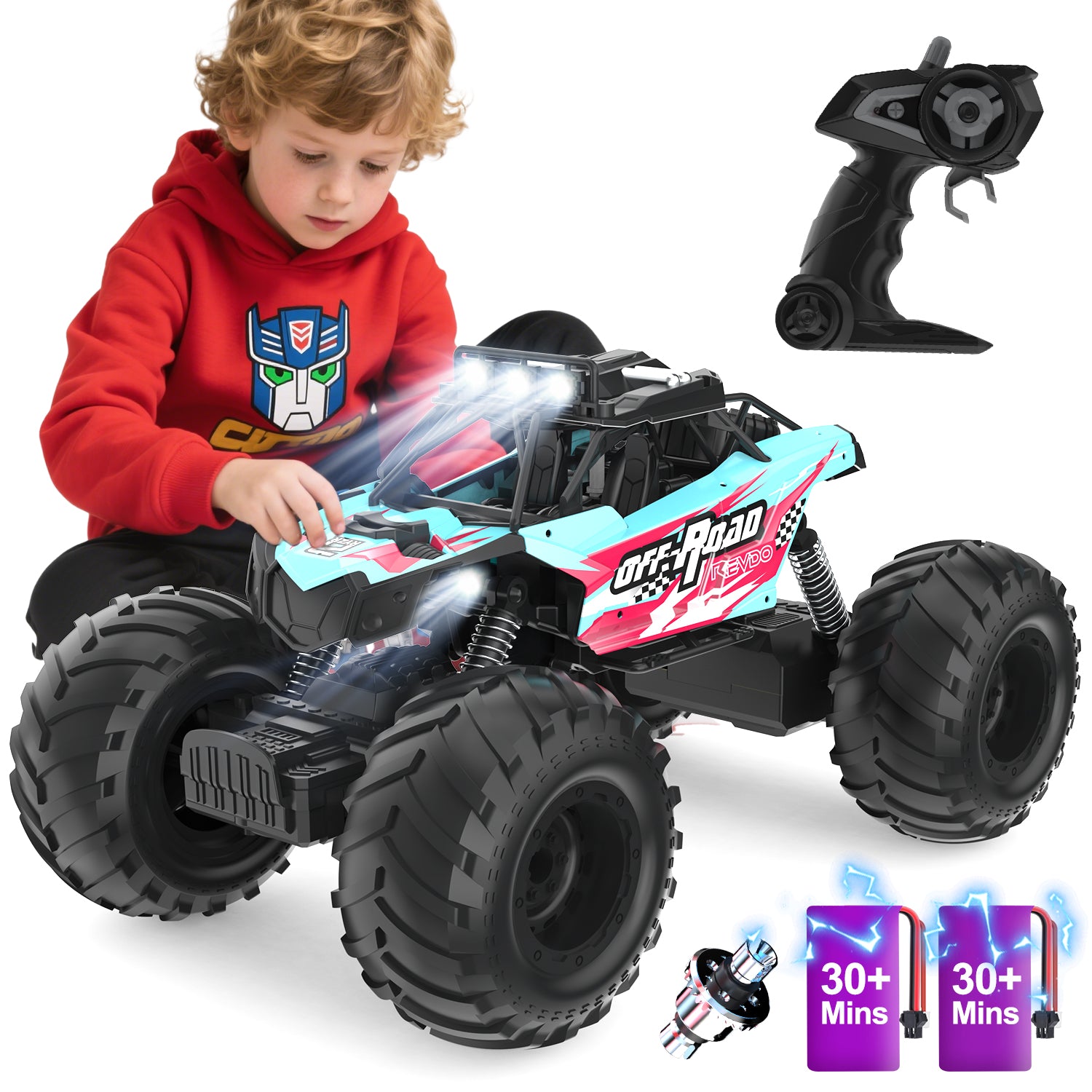 JoyStone RC Cars Remote Control Car 1:14 Off Road Monster Truck,Metal Shell 4WD Dual Motors LED Headlight Rock Crawler, with 2 Batteries for 90 Min Play,Boy Adult Gifts(Green)
