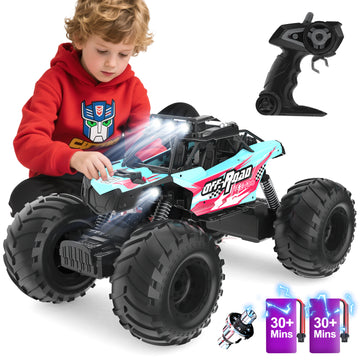 JoyStone RC Cars Remote Control Car 1:14 Off Road Monster Truck,Metal Shell 4WD Dual Motors LED Headlight Rock Crawler, with 2 Batteries for 90 Min Play,Boy Adult Gifts(Green)