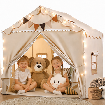 JoyStone Kids Play Tent with Mat, Toddler Tent with Star Light, Bunting Flag, Large Kids Playhouse for Indoor Outdoor, Toy Gift for Boys Girls, 51"x 39"x 53"