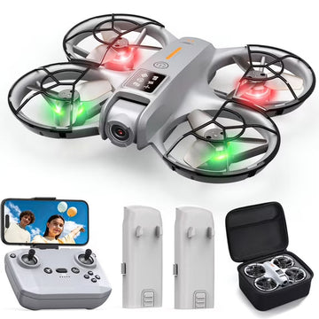 Wefone M2 Drones with Camera for Kids, One-Key Takeoff and Landing, 360¡ã Flip, Headless Mode, Optical Flow Hover, Brushless Motor, 2 Batteries, Gray