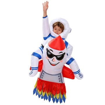 Wonderstone Inflatable Costumes for Kids, Blow-Up Astronaut Rocket Costume, Funny Halloween Party Suit for Boys and Girls Aged 4–10