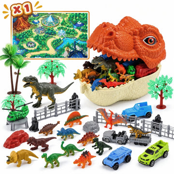 Wonderstone 47PCS Dinosaur Toys for Kids, Realistic Dino Figures Set with Car&Mat&Tree Playset, Great Gift for Toddler Boys & Girls