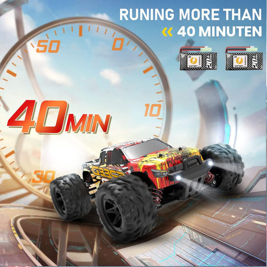 High Speed Remote Control Car 40+ KM/H for Adults 4WD Off Road RC Monster Truck 1:18 Scales 2.4GHz All Terrains Toy for Kids with 2 Batteries