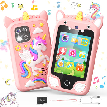 JoyStone Kids Smart Phone, 2.8" Touchscreen Toddler Learning Play Toy Phone with Dual Camera, Game, Music Player, Learning Toy Christmas Birthday Gifts for 3-9 Year Old Girls, Pink