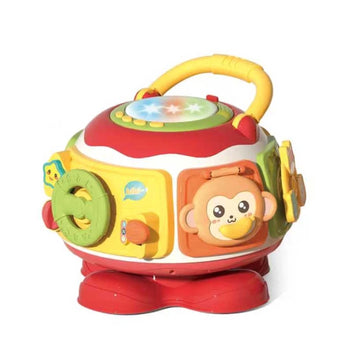 Wonderstone 7 in 1 Baby Activity Cube Drum with Music & Light, Musical Hand Drum for Toddlers, Montessori Early Learning Educational Toy, Birthday Gift for Babies 18 Months+ (Red)