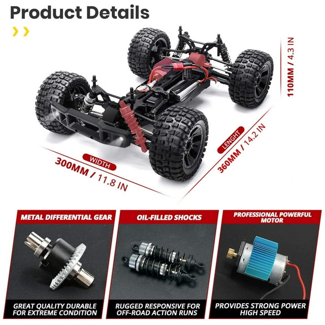 Hobby Grade Rc Vehicles 1:10 Scale High Speed RC Cars, 50+ KM/H Hobby Grade 4WD Off Road Monst