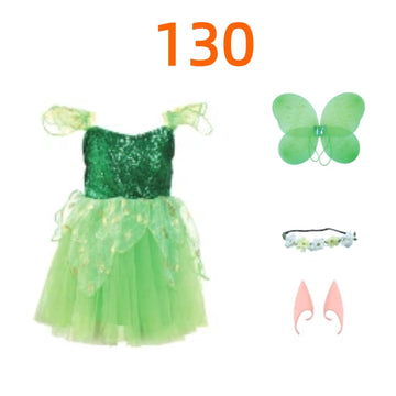 WonderStone Fairy Costume for Girls, Green Princess Dress-Up Set with Deluxe Accessories, Fancy Outfit for Birthday Parties, Kids & Toddlers Ages 4-5
