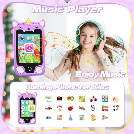 JoyStone Kids Smart Phone, 2.8" Touchscreen Toddler Learning Play Toy Phone with Dual Camera, Game, Music Player, Learning Toy Christmas Birthday Gifts for 3-9 Year Old Girls, Purple