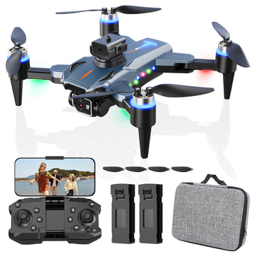 JoyStone RC Drone with 4K Camera for Adults Kids, Brushless Mini Drone with Headless Mode, RC Quadcopter with Colorful LED Light, 2 Batteries for Beginners
