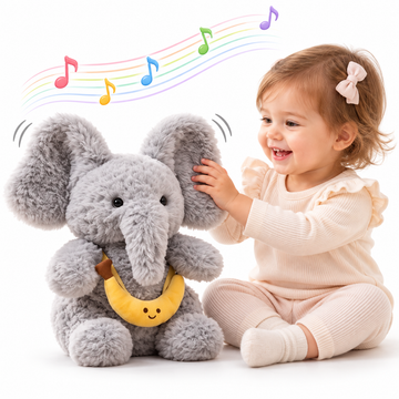 WonderStone Elephant Interactive Plush Toy, Recording & Musical Stuffed Animal with Dancing Flapping Ears, Early Sensory Educational Toy for Infants Toddlers, Perfect Nursery & Baby Gift