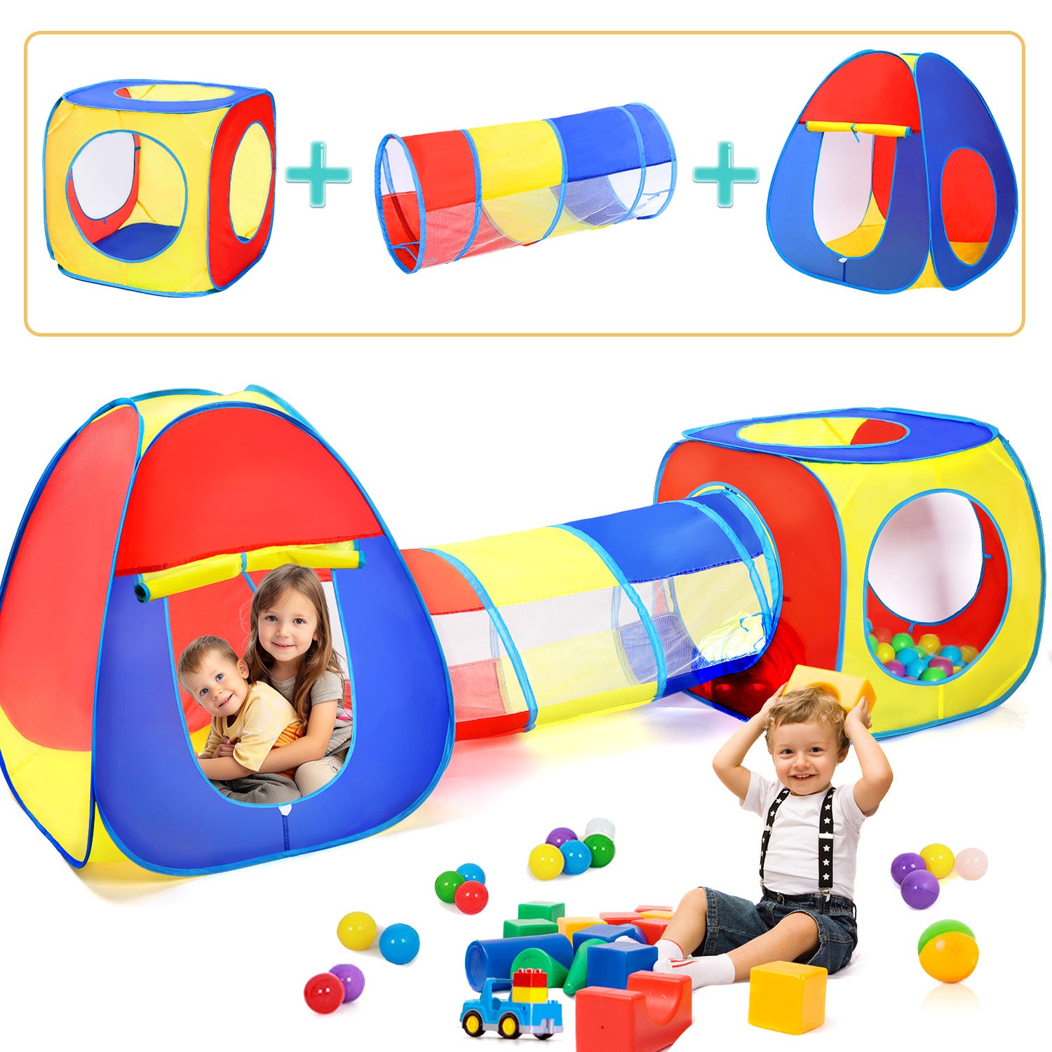 JoyStone Kids Play Tent Jungle Gym, Pop Up Tents & Play Tunnel for Toddlers, Best Birthday Gift for Boys & Girls, Collapsible Children Play Tent Toy Indoor and Outdoor Games