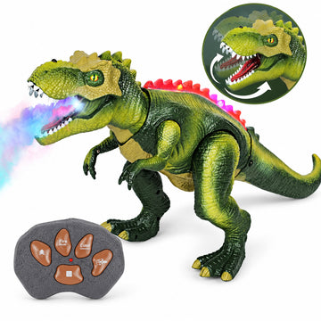 Wonderstone Remote Control Dinosaur Toys with Realistic Roaring Sound, Color Changing 3 LED Lights on Back, Auto Demo & Combat Mode, Birthday Gifts Toys Ages 6 7 8+ Year Old Kids (Green)