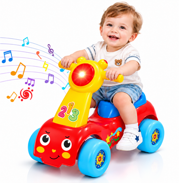 WonderStone Toddler Ride-On Scoot Toy, Kids Push Car with Music & Light, Ages 1-3