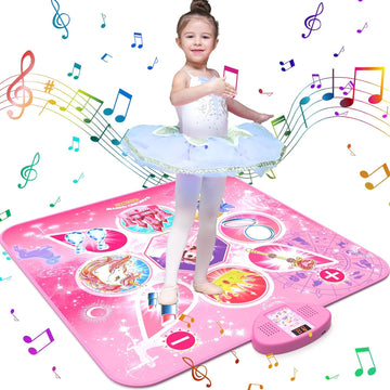 JoyStone Dance Mixer Rhythm Step Play Mat with LED Lights, Adjustment Volume, Built-in Music,Dance Game Toy Gift for Kids Girls Boys, Pink