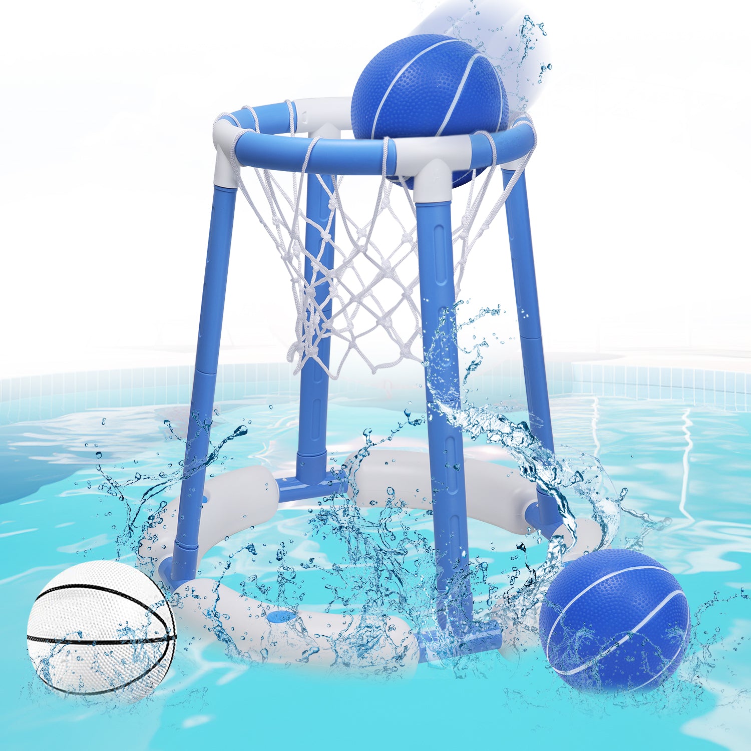 JoyStone Floating Basketball Hoop for Swimming Pool, Kids Adult, 2 Balls & Pump, Unisex, Pool Toys