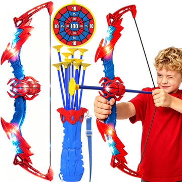 WonderStone Spider Kids Bow and Arrow Set, LED Light-Up Archery Set with 10 Arrows & Target, Sports & Outdoor Games for Ages 4-13