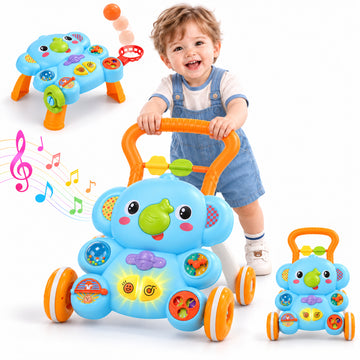 WonderStone 3-in-1 Baby Push Walker for Boys, Activity Center for Learning to Walk, Early Educational Toy for Infants 12+ Months, Blue