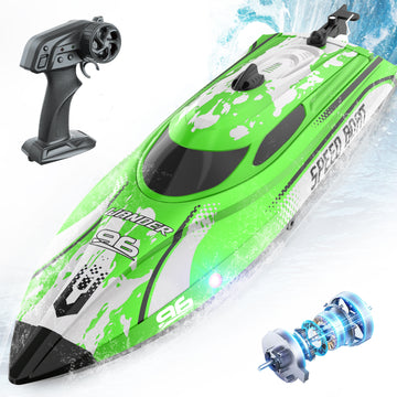 JoyStone RC Boat with Led Lights 20KM/H 2.4 GHz Fast Racing Boat 3 Batteries Low Battery Alarm Toys Gifts for Kids & Adults Outdoor Play