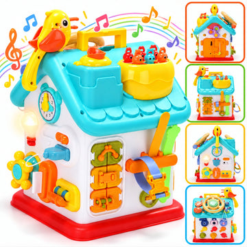WonderStone 16-in-1 Montessori Busy House, Toddler Early Learning Activity Cube for 6 Months–3 Years Old