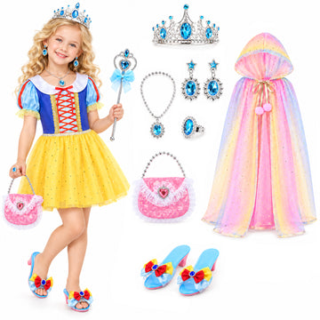 Wonderstone Princess Dress Up for Girls, Toddler Dress Up with Shoes Kids Princess Toys Jewelry Boutique Kit, Pretend Beauty Birthday Gifts for 3 4 5 6 Year Old Girls