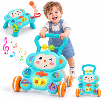 WonderStone 3-in-1 Baby Push Walker for Boys, Activity Center for Learning to Walk, Early Educational Toy for Infants 12+ Months, Green