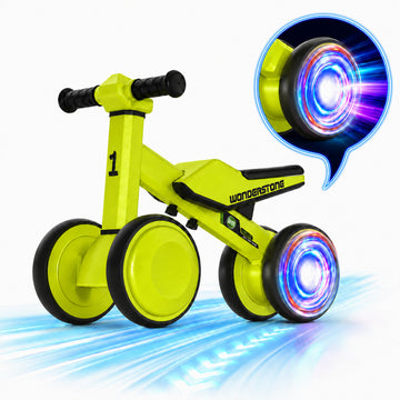 Wonderstone Balance Bike for Kids with Colorful Lights/Music, Ride-On Toy with 2 Silent Wheels, Outdoor Toddler Training Bike for Boys and Girls Aged 2–6, Green