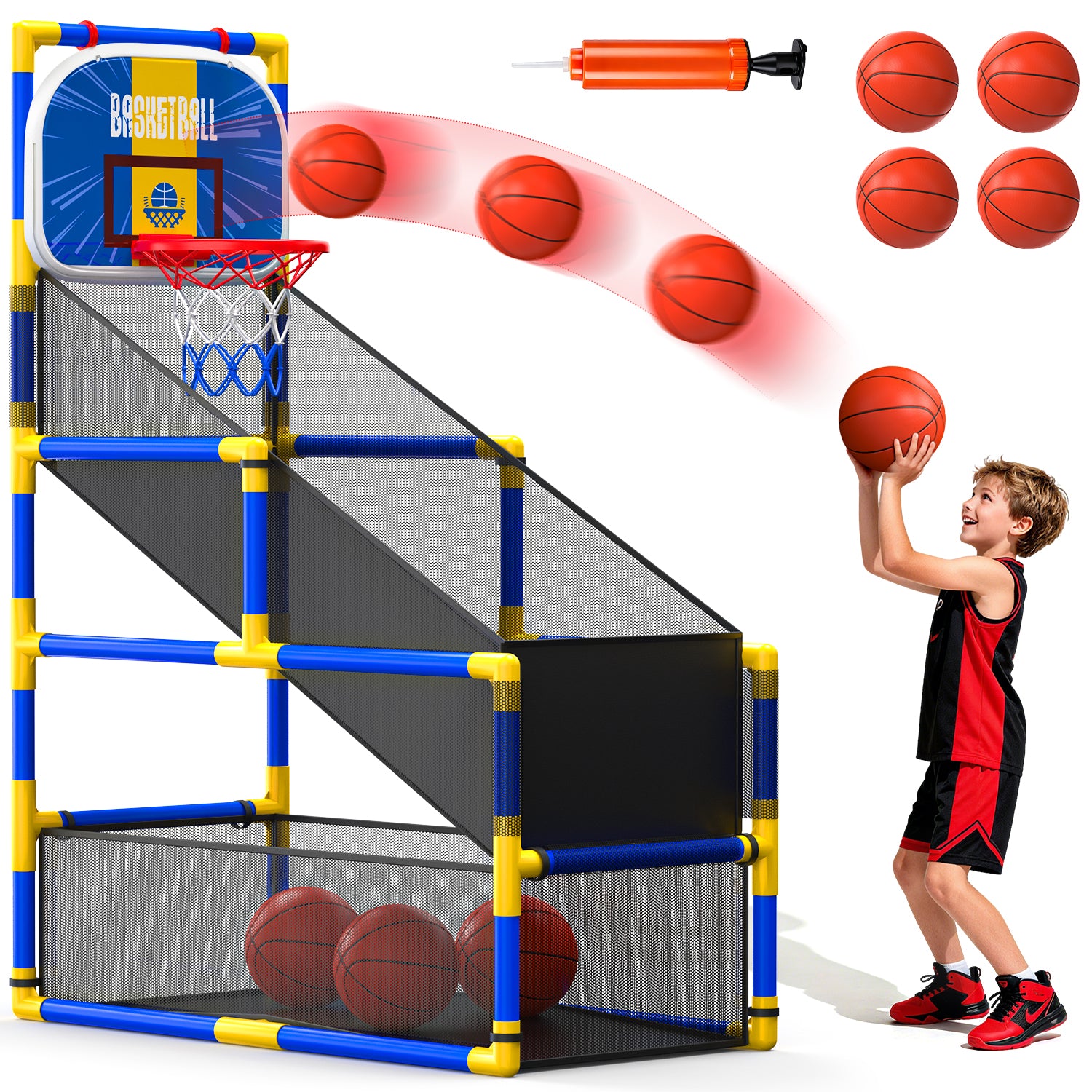 JoyStone Kids Basketball Hoop Arcade Game, Basketball Hoop Indoor Outdoor W/2 Balls, Basketball Game Toys Gifts for Boys and Girls