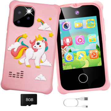 JoyStone Kids Toy Phone, 2.8" Touchscreen Play Phone with Dual Cameras, Music, Games, Learning Functions, Includes 8GB Card, Gift for Girls Ages 3-10