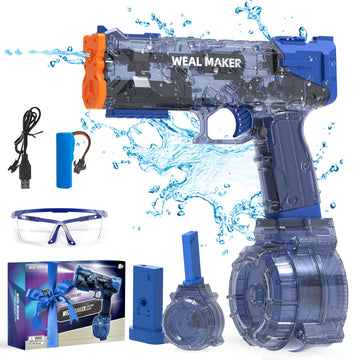JoyStone Electric Water Gun for Kid/Aldult, Transparent Automatic Squirt Guns High Powered IP67 Waterproof, Long-Range Shooting Water Squirters Toys for Pool/Beach/Yard/Party Play