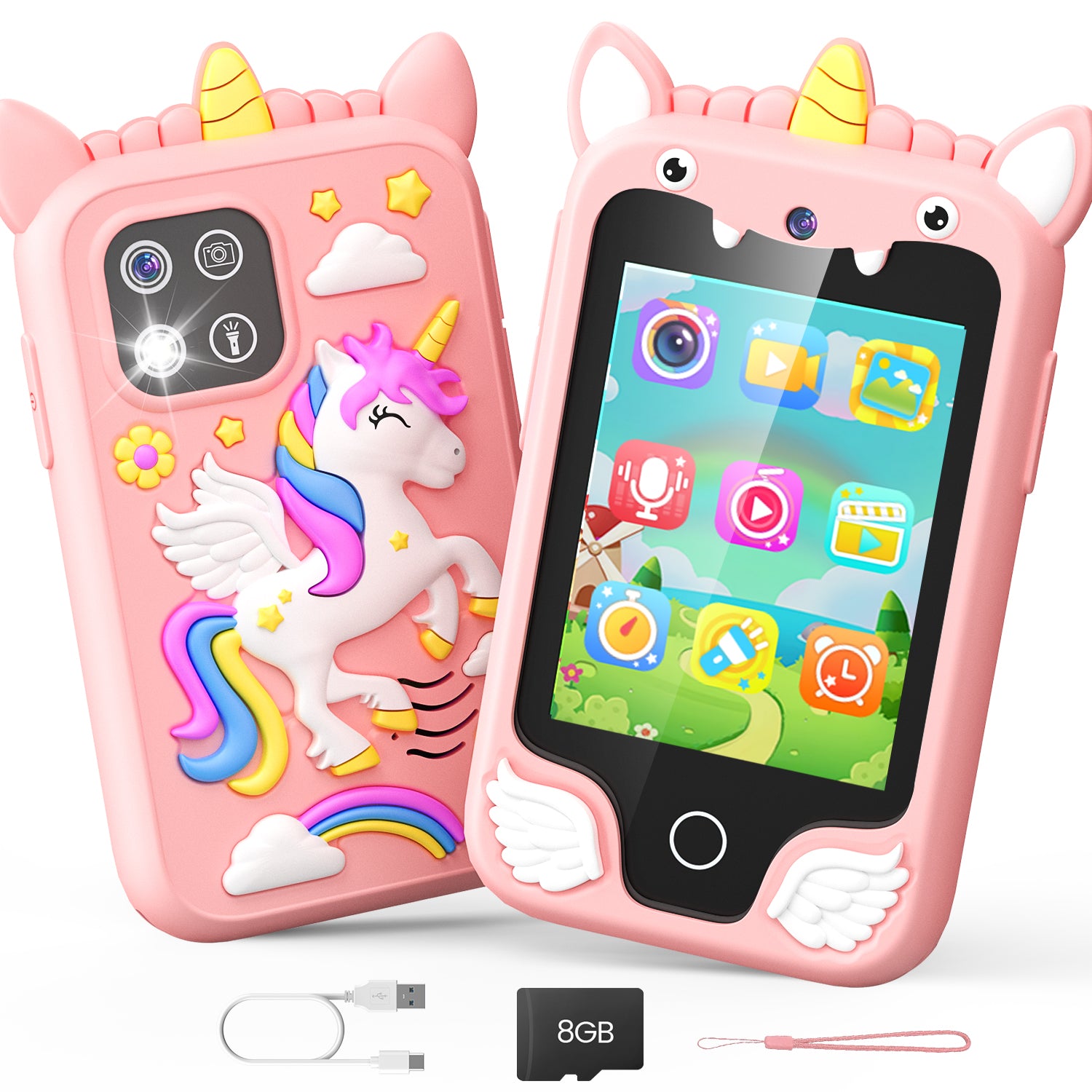 JoyStone Kids Smart Phone, 2.8" Touchscreen Toddler Learning Play Toy Phone with Dual Camera, Game, Music Player, Learning Toy Christmas Birthday Gifts for 3-9 Year Old Girls, Pink