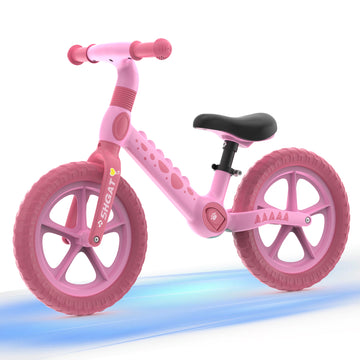 JoyStone Balance Bike Toys for Toddlers 18+ Months, Dinosaur Balance Bike with Adjustable Handlebar and Seat, No Pedals Bike Gift for Kids, Pink