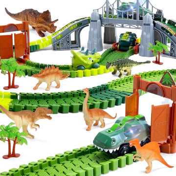 Dinosaur Track Toys, Flexible Race Track Set, Perfect Gifts for 3 6 Years Old Boys Girls, 169 Pcs