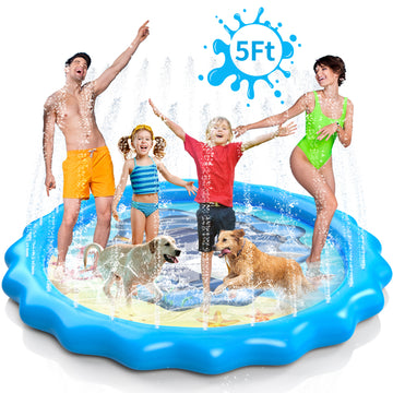 Wonderstone 66" Sprinkler Splash Pad for Kids and Dogs, 5FT PVC Baby Play Mat, 0.22mm Non-Slip Thickened Puppy Pool, Outdoor Toys for Girls and Boys Ages 4-8