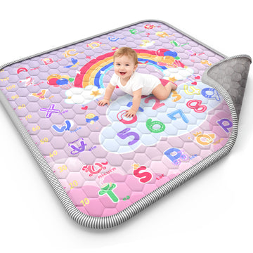 WonderStone Baby Play Mat for the Floor, 50" x 50" Tummy Time Mat, Playpen Mat for Babies, Toddlers, Infants 0-36 Months (Pink）
