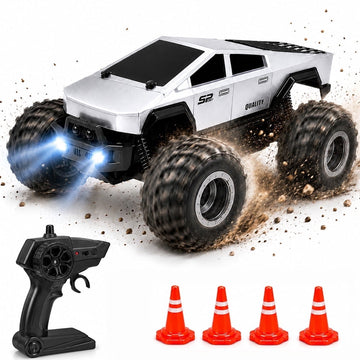 JoyStone RC Car for Kids, 2.4GHz Remote Control Car with LED Lights, Off-Road Monster Truck with 4 Traffic Cones, Up to 30 Minutes of Playtime, RC Toy for Boys and Girls