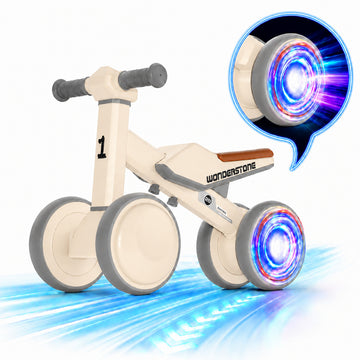 Wonderstone Balance Bike for Kids with Colorful Lights/Music, Ride-On Toy with 2 Silent Wheels, Outdoor Toddler Training Bike for Boys and Girls Aged 2–6, Beight