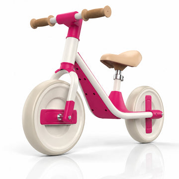 Wonderstone 10-Inch Balance Bike for Kids, Adjustable Seat Ride-On Toy with 2 Silent Wheels, Outdoor Toddler Riding Toy for Boys and Girls Aged 2–6, Rose Red