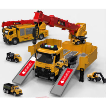 Wonerstone Kids Construction Trucks Toys, Alloy Car Vehicles Set with Light and Sound, Dump Truck, Excavator, Crane, Concrete Truck and Variety of Accessories for 3-7 Years Old Boys Gifts