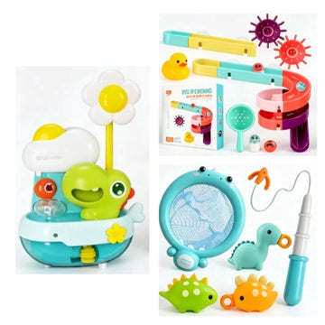 Wonderstone 21 PCS Baby Bath Toy Set, Bathtub Toys with Dinasour Shower Sprinkler, Water Slide Track, Fishing Game, Toddler Water Play Toys for Shower Bathtime (Green)