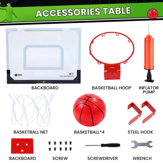 JoyStone Basketball Hoop for Kids, Over The Door Mini Basketball Hoops, Indoor Basketball Set for with 4 Balls, Kids Basketball Toy Gifts for Kids Boys Teens