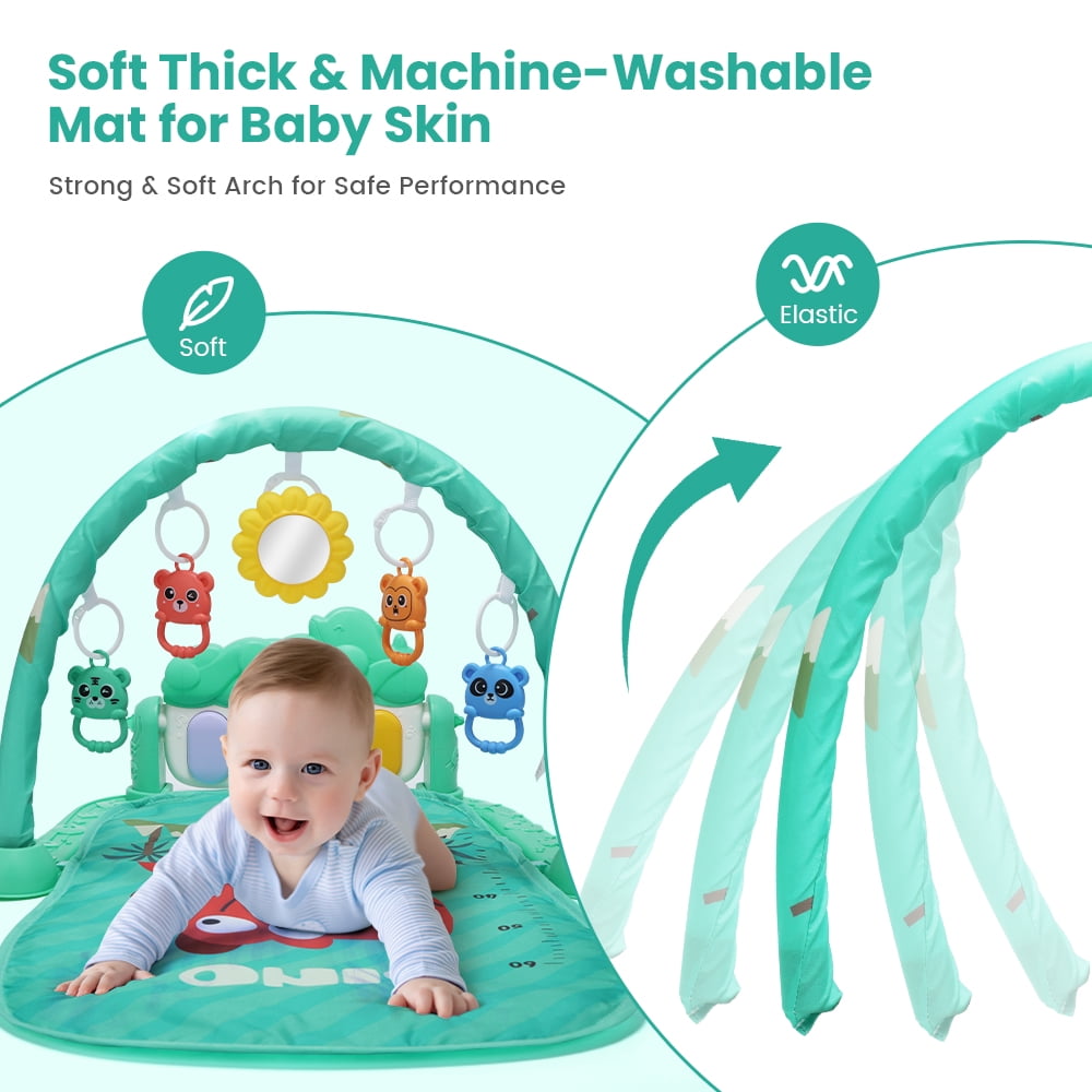 JoyStone Baby Play Mat Baby Gym, Baby Toy Play Mat Activity Center Baby Piano Music Lights for Boys and Girls Newborn Baby Gift 0-12 Months, Green